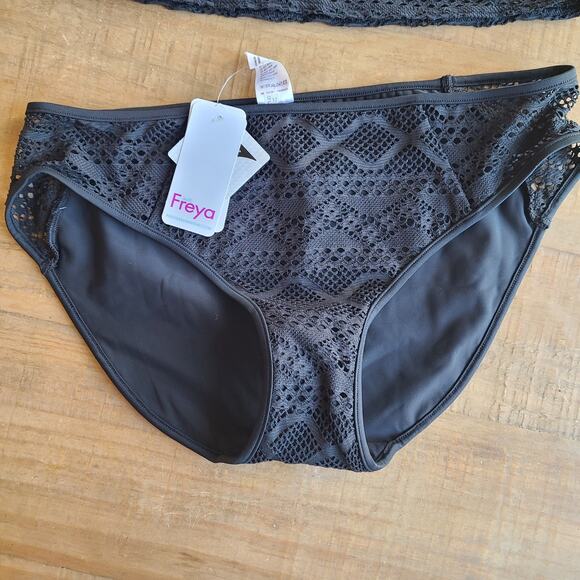 FREYA SUNDANCE Womens Black Underwire Padded TANKINI TOP Bikini Bottom 30DD / L - Picture 8 of 13